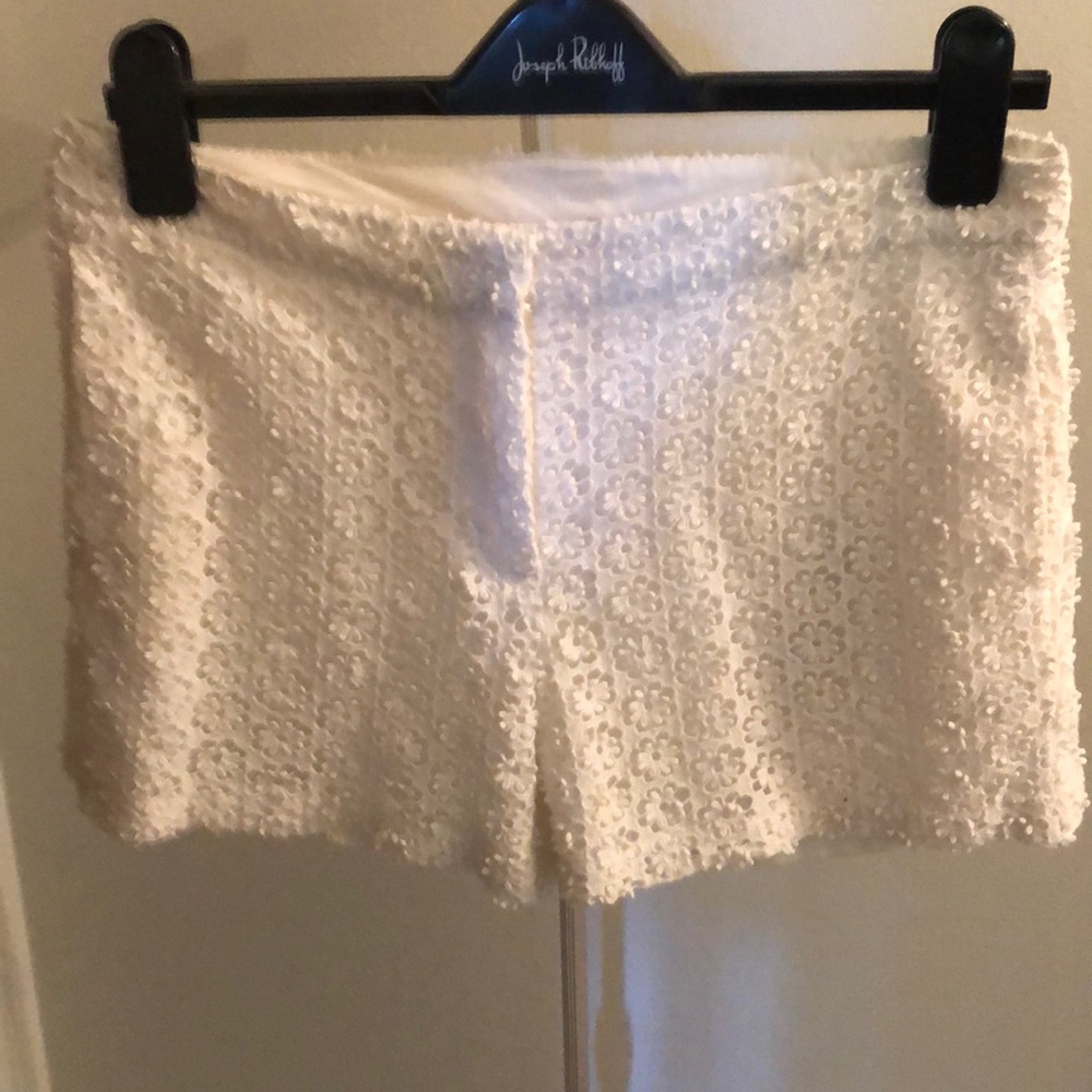 White lace shorts